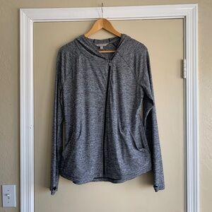 Athleta Zip Up Hoodie Jacket Sz.LT Heather Gray Performace Athletic Wear